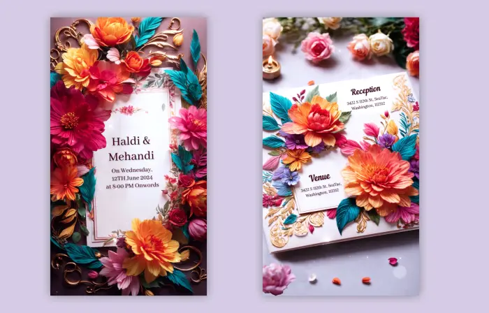 Modern Premium 3D Floral Wedding Online Invitation Instagram Story
